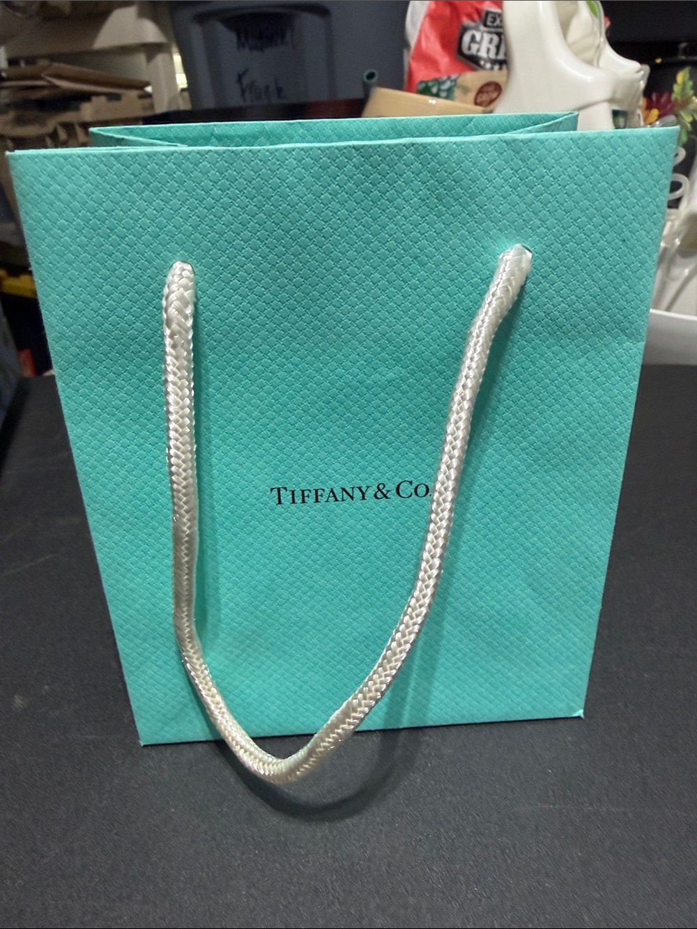 Tiffany & Co. Robin's Egg Blue Paper Gift Bag with White Rope Handles